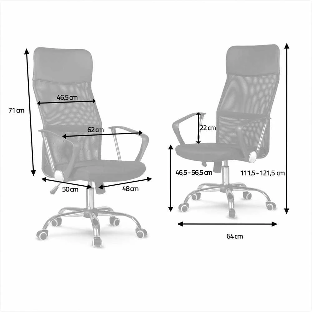 Biuro kėdė su tinklelio atlošu, ergonomiško dizaino, juoda moderni darbo kėdė, reguliuojamas aukštis, patogus sėdėjimas