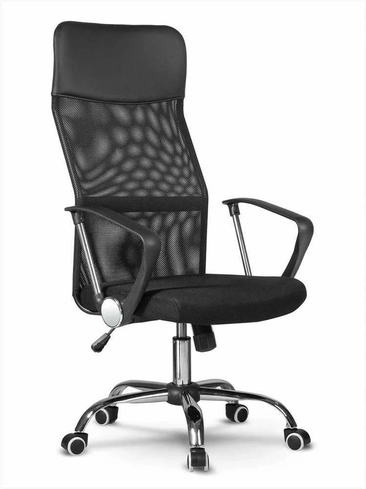 Biuro kėdė su tinklelio atlošu, ergonomiško dizaino, juoda moderni darbo kėdė, reguliuojamas aukštis, patogus sėdėjimas