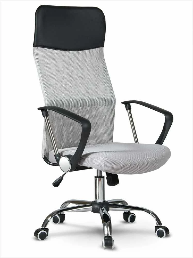 Biuro kėdė su tinklelio atlošu, ergonomiško dizaino, reguliuojamo aukščio, pilka biuro kėdė, patogi darbo kėdė