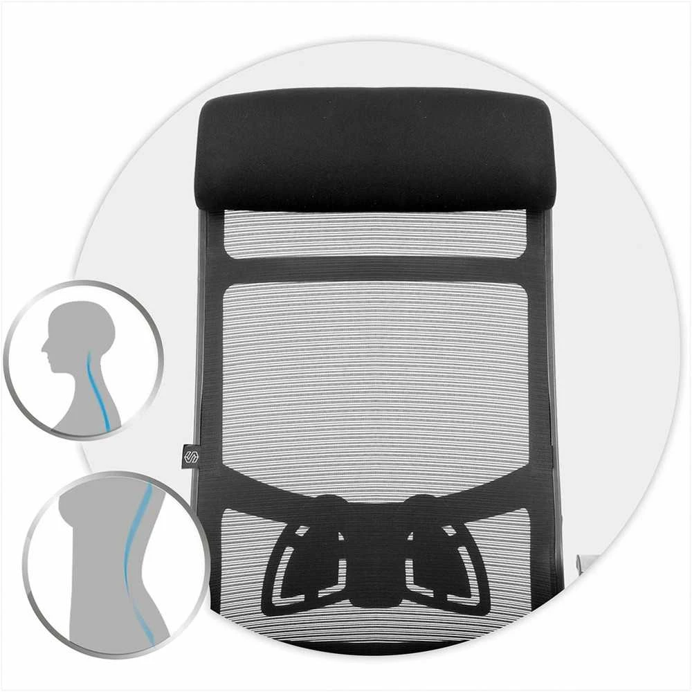 Biuro kėdė su tinklelio atlošu, ergonomiško dizaino, reguliuojamo aukščio, juoda vadovo kėdė, patogi kompiuterio kėdė namų biurui