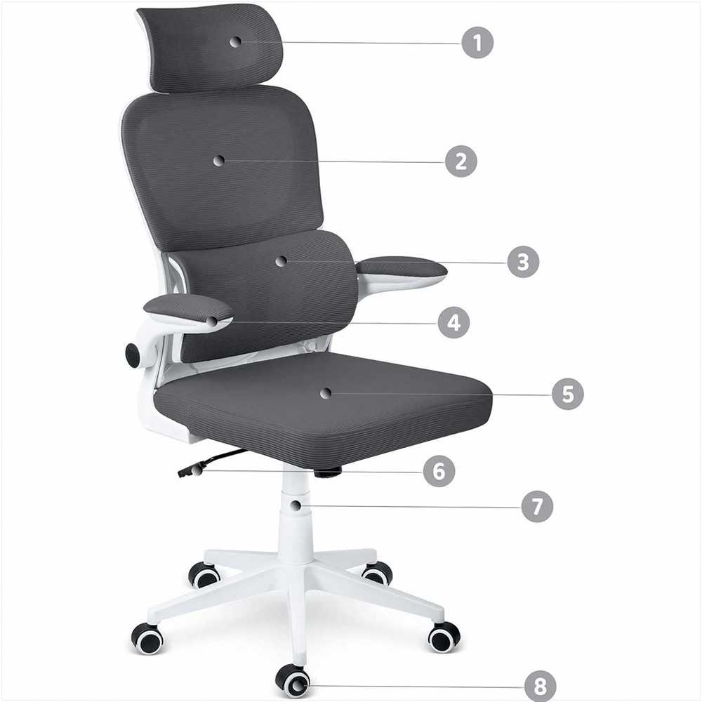 Biuro kėdė su tinklelio atlošu, ergonomišku dizainu, reguliuojamu aukščiu, supimo funkcija, patogus sėdėjimas namams ir biurui