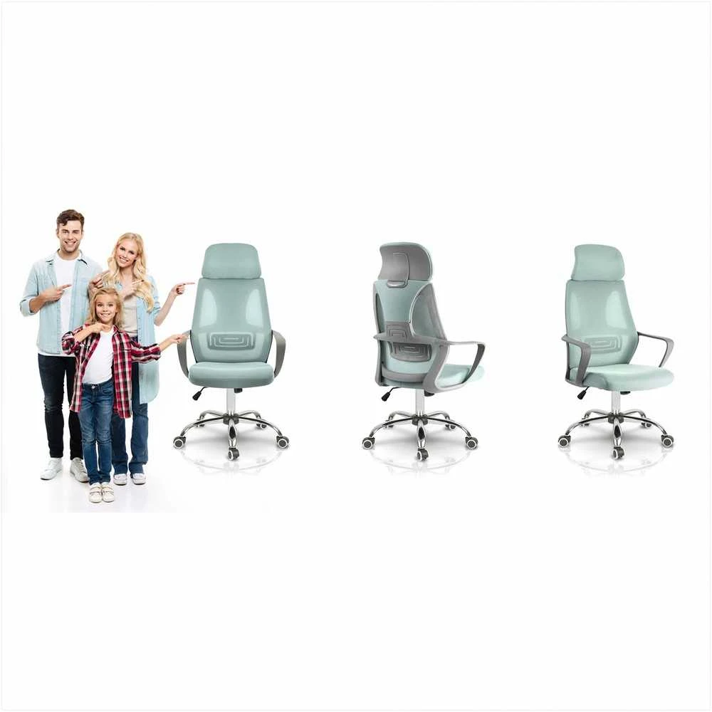 Biuro kėdė su tinklelio atlošu, reguliuojama galvos atrama ir aukščiu, ergonomiškas dizainas, modernus stilius, patogus sėdėjimas