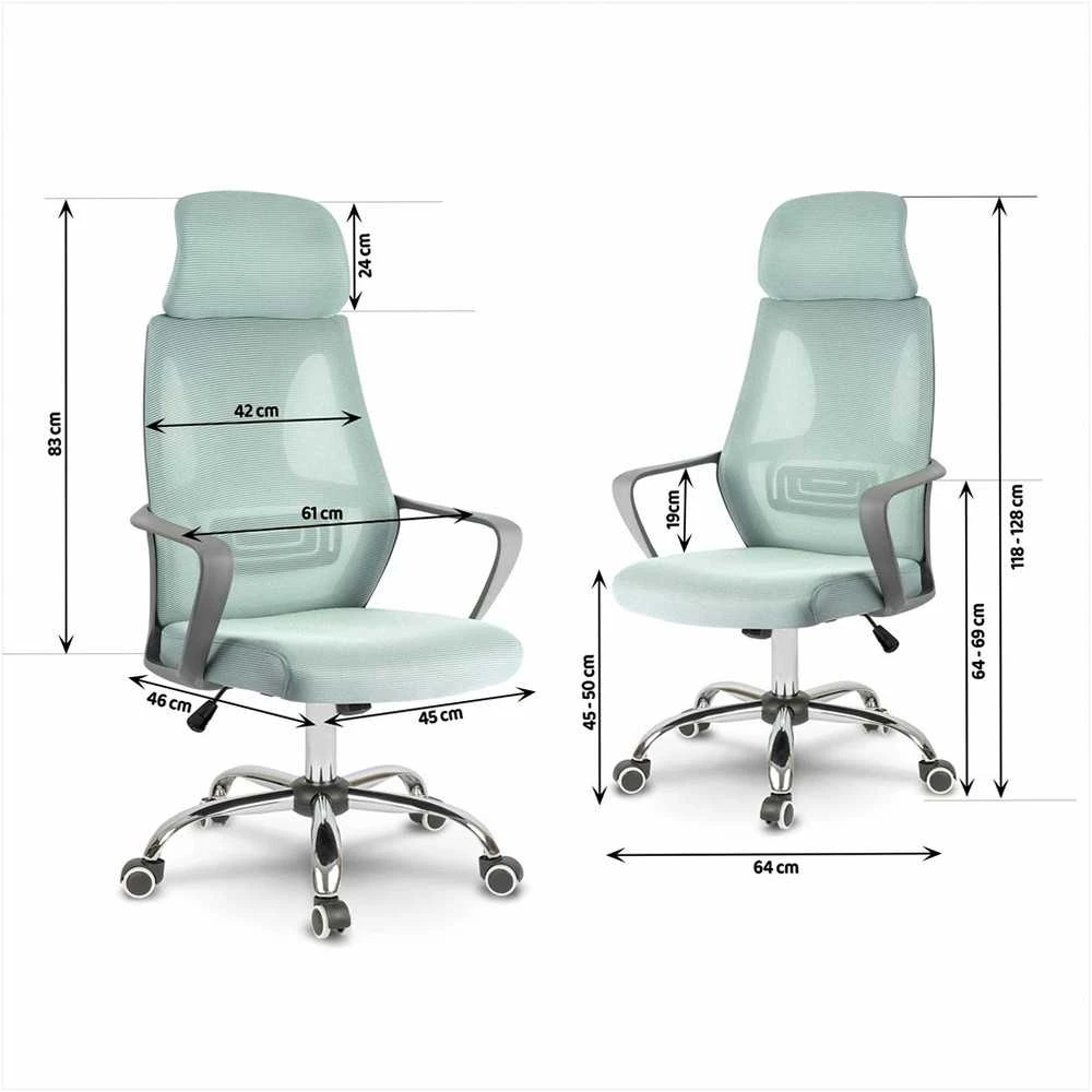 Biuro kėdė su tinklelio atlošu, reguliuojama galvos atrama ir aukščiu, ergonomiškas dizainas, modernus stilius, patogus sėdėjimas