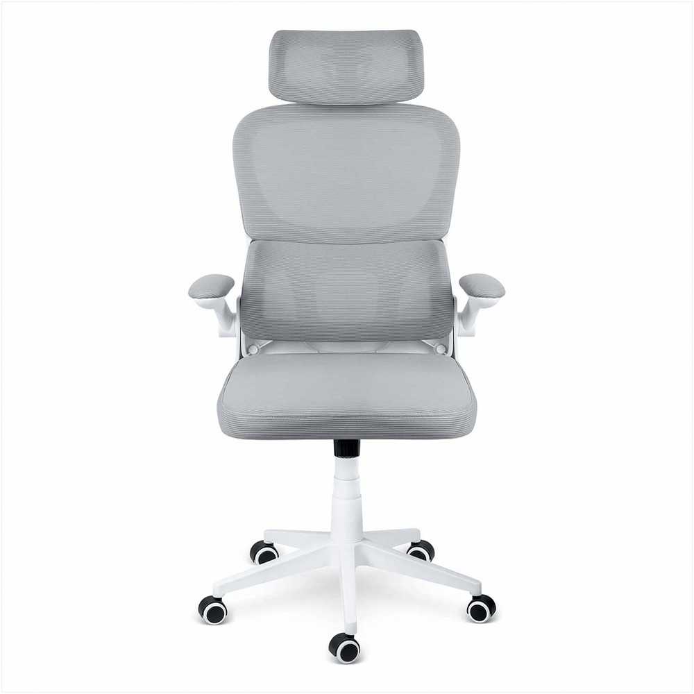 Biuro kėdė su tinklelio atlošu, reguliuojamu aukščiu, supimo funkcija, ergonomišku dizainu, patogiu sėdėjimu, pilka biuro kėdė