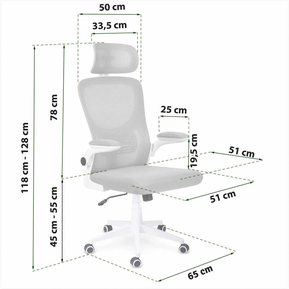 Biuro kėdė su tinklelio atlošu, reguliuojamu aukščiu, ergonomišku dizainu, pakreipimo mechanizmu, pilka darbo kėdė