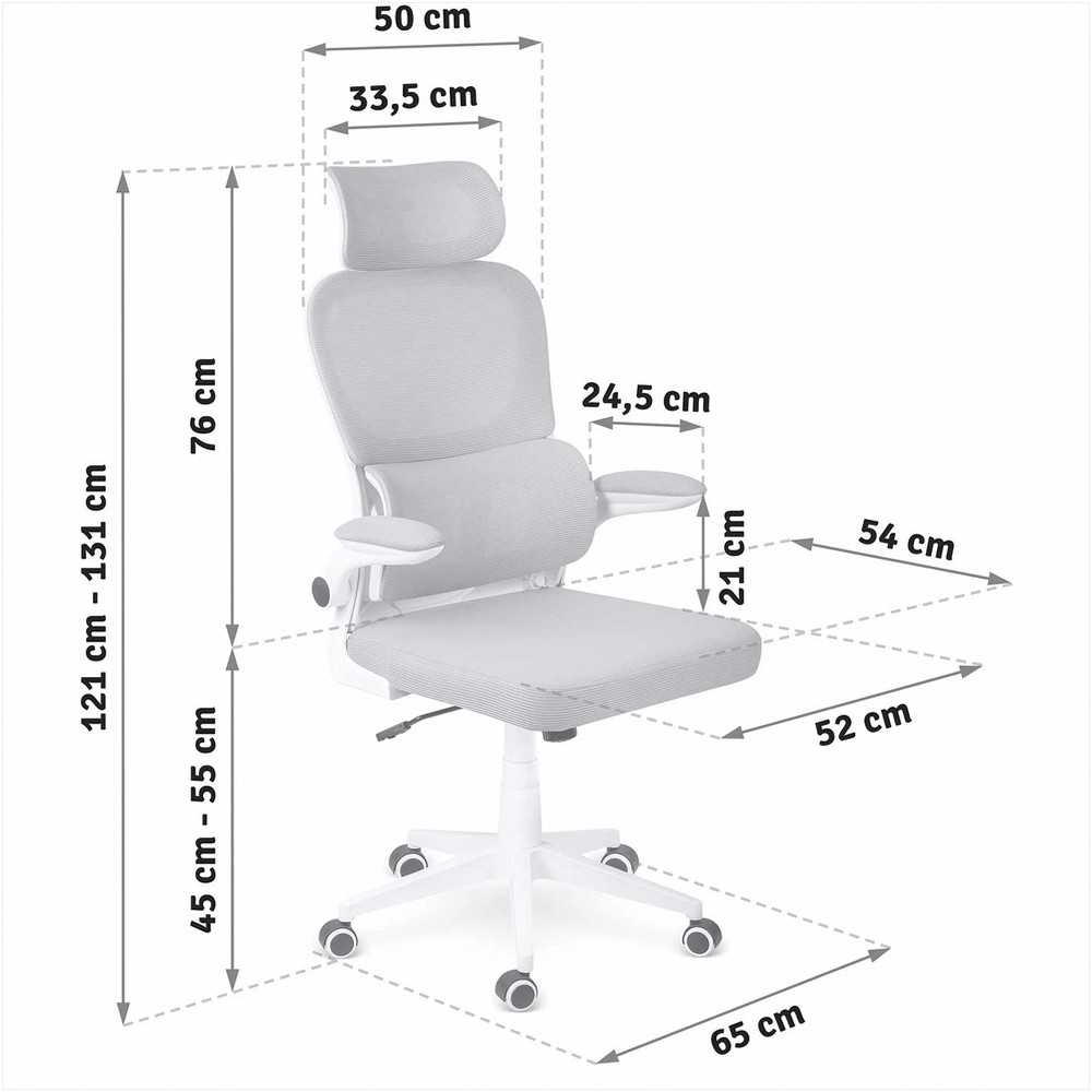 Biuro kėdė su tinklelio atlošu, reguliuojamu aukščiu, supimo funkcija, ergonomišku dizainu, patogiu sėdėjimu, pilka biuro kėdė