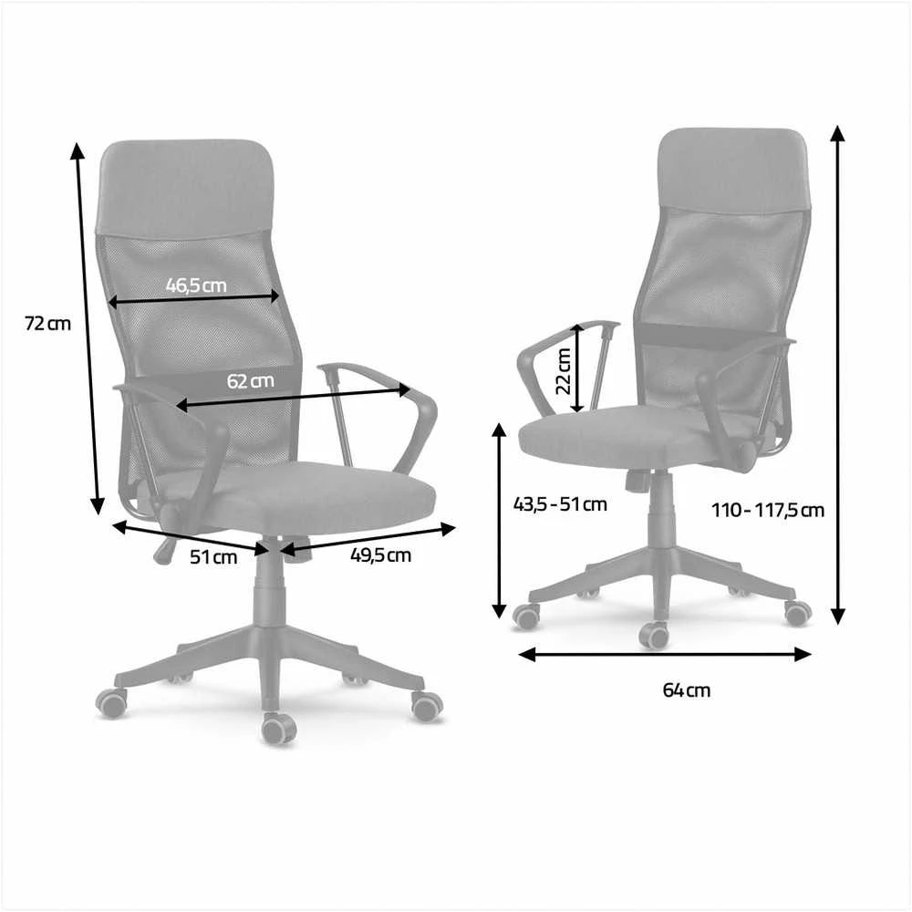Biuro kėdė su tinkleliu, ergonomiško dizaino, reguliuojamo aukščio, tamsiai pilka vadovo kėdė, patogi kompiuterio kėdė