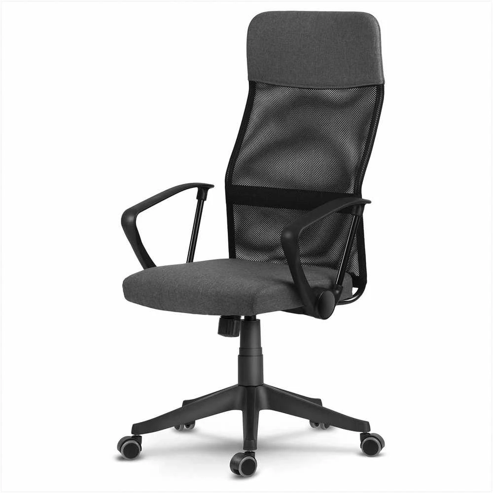 Biuro kėdė su tinkleliu, ergonomiško dizaino, reguliuojamo aukščio, tamsiai pilka vadovo kėdė, patogi kompiuterio kėdė