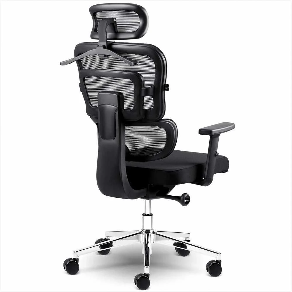 Biuro kėdė su tinkliniu atlošu, ergonomiško dizaino, reguliuojamo aukščio, juoda vadovo kėdė, patogi kompiuterio kėdė