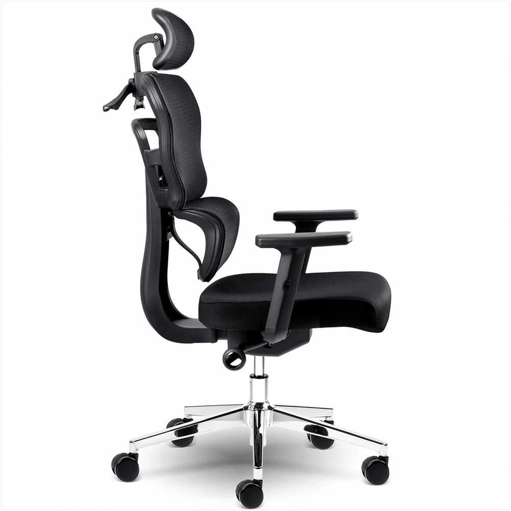 Biuro kėdė su tinkliniu atlošu, ergonomiško dizaino, reguliuojamo aukščio, juoda vadovo kėdė, patogi kompiuterio kėdė