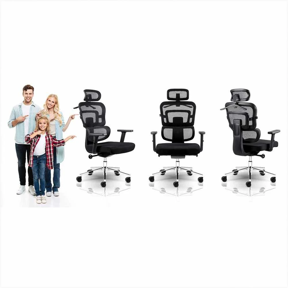 Biuro kėdė su tinkliniu atlošu, ergonomiško dizaino, reguliuojamo aukščio, juoda vadovo kėdė, patogi kompiuterio kėdė