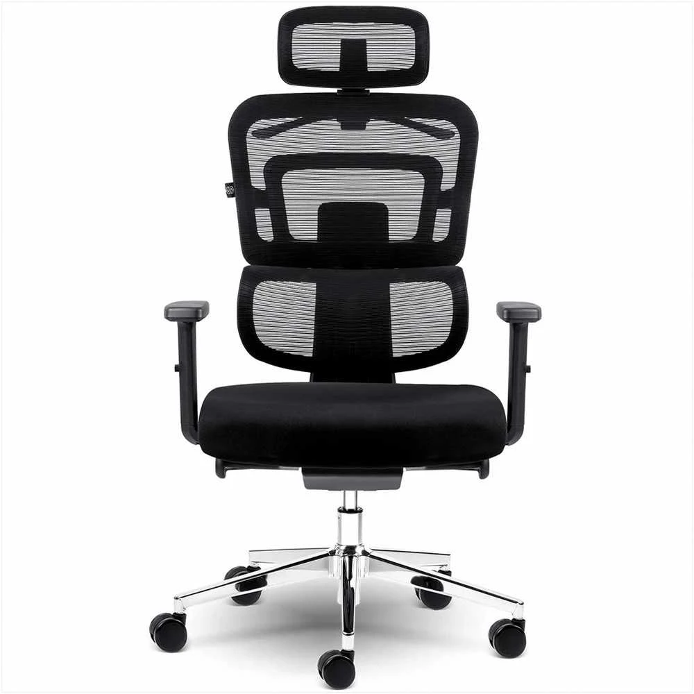 Biuro kėdė su tinkliniu atlošu, ergonomiško dizaino, reguliuojamo aukščio, juoda vadovo kėdė, patogi kompiuterio kėdė