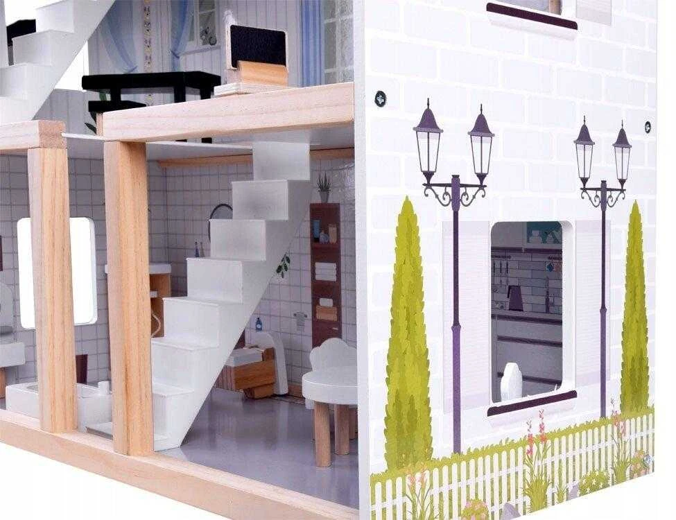 Boho Dollhouse Medinis lėlių namelis su baldais Boho LED, 78 cm