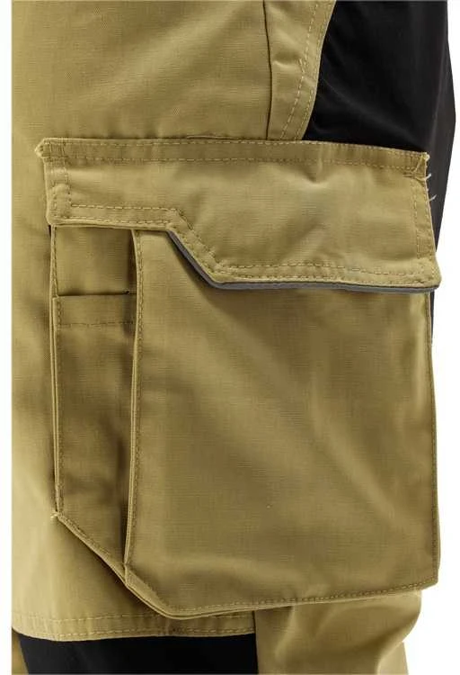 Chaki spalvos darbo kelnės SERWAL, 3XL, tamprios, daug kišenių, poliesteris