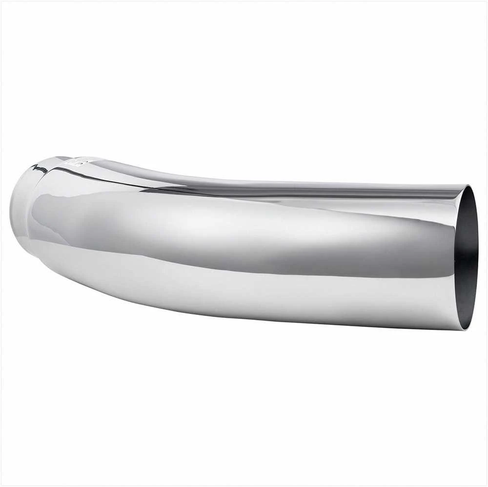 Chromuotas alkūninis išmetimo vamzdžio antgalis sunkvežimiams, 127 mm įleidimas 152.4 mm išleidimas, universalus duslintuvo antgalis su spaustuku, išmetimo sistemos dalys