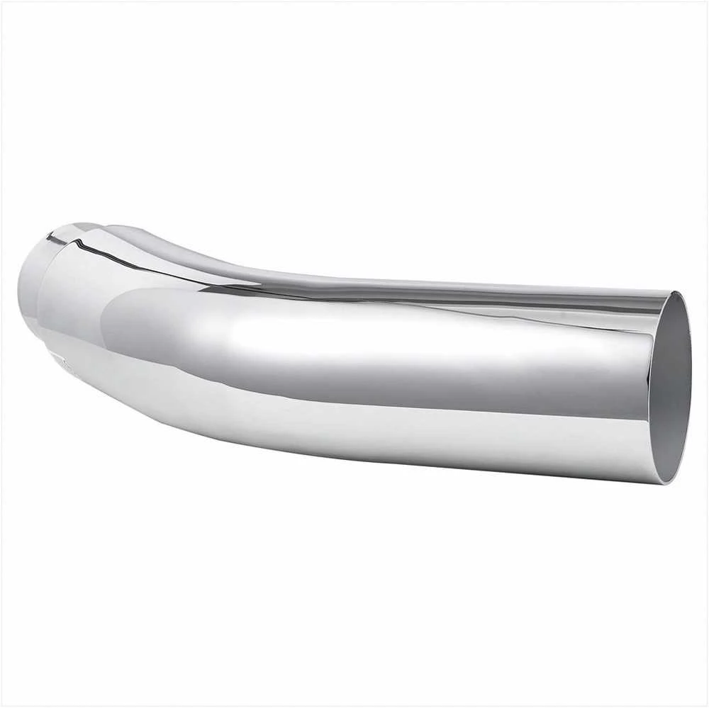 Chromuotas išmetimo vamzdžio antgalis su spaustuku, universalus žemyn nukreiptas duslintuvo antgalis sunkvežimiams ir visureigiams, 101.6 mm įvadas, 127 mm išvadas, atsparus karščiui