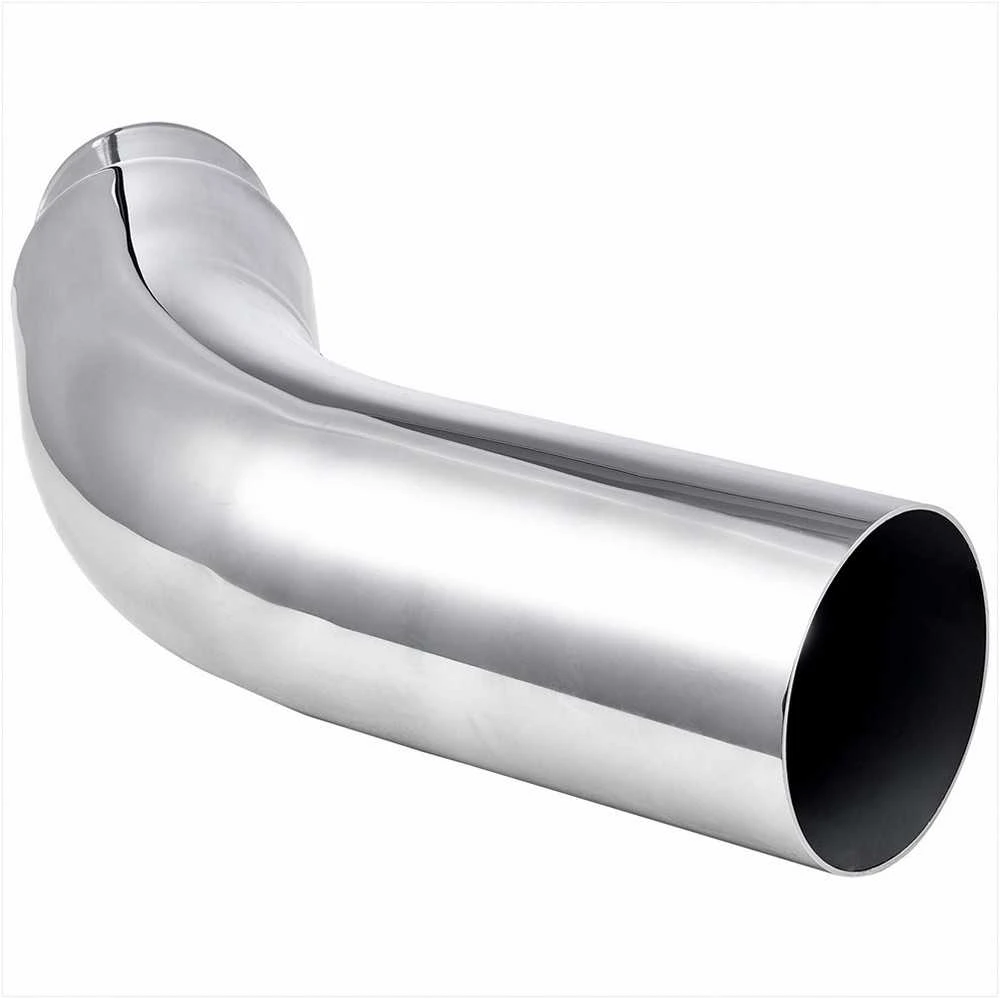 Chromuotas išmetimo vamzdžio antgalis su spaustuku, universalus žemyn nukreiptas duslintuvo antgalis sunkvežimiams ir visureigiams, 101.6 mm įvadas, 127 mm išvadas, atsparus karščiui