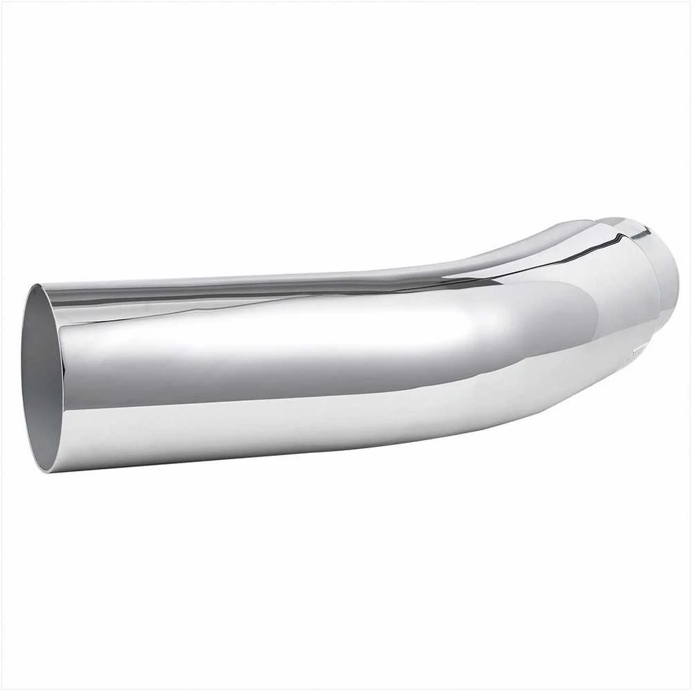 Chromuotas išmetimo vamzdžio antgalis su spaustuku, universalus žemyn nukreiptas duslintuvo antgalis sunkvežimiams ir visureigiams, 101.6 mm įvadas, 127 mm išvadas, atsparus karščiui