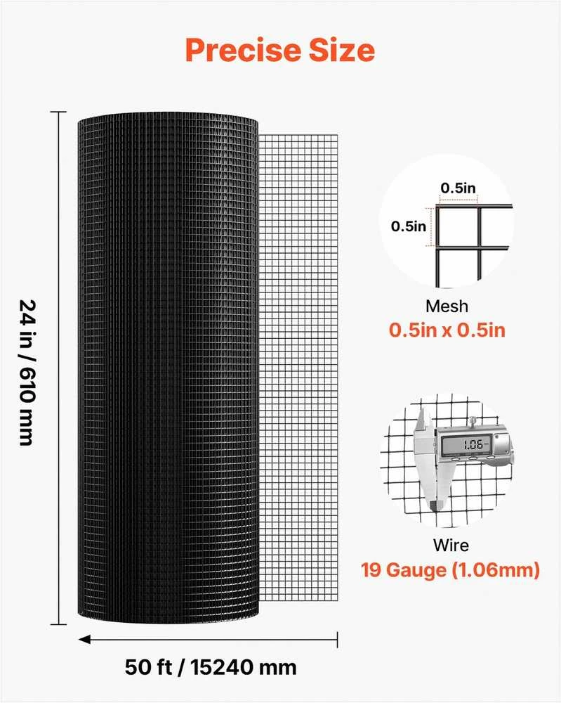 VEVOR Tinklinė tvora 61cm x 15m su viniline danga