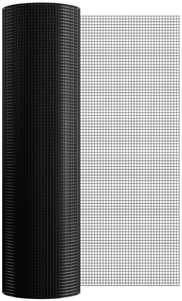 Cinkuotos vielos tinklo ritinys vištidėms, 1220x30480 mm techninė medžiaga, juodu vinilu dengtas vielos tinklelis, sodo tvora