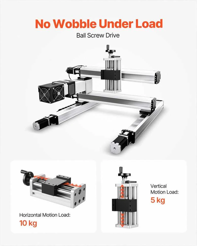 VEVOR Linijinis pavaros įtaisas CNC staklėms, 100 mm eiga