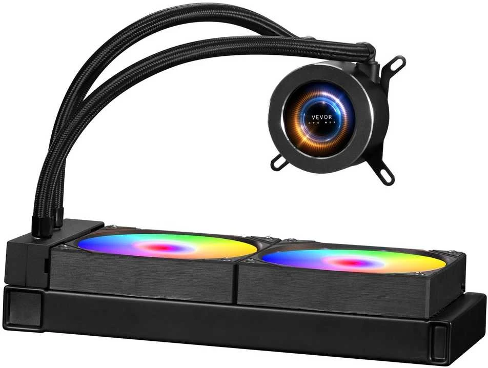 CPU skysčio aušintuvas, AIO vandens aušinimo sistema, ARGB apšviestas CPU aušintuvas, 120 mm CPU aušintuvas, efektyvus CPU aušinimo sprendimas