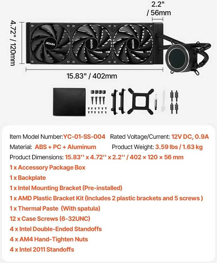 CPU skysčio aušintuvas, AIO vandens aušinimo sistema, 120mm PWM ventiliatoriai, CPU aušintuvas, skirtas Intel ir AMD, efektyvus CPU aušinimo sprendimas