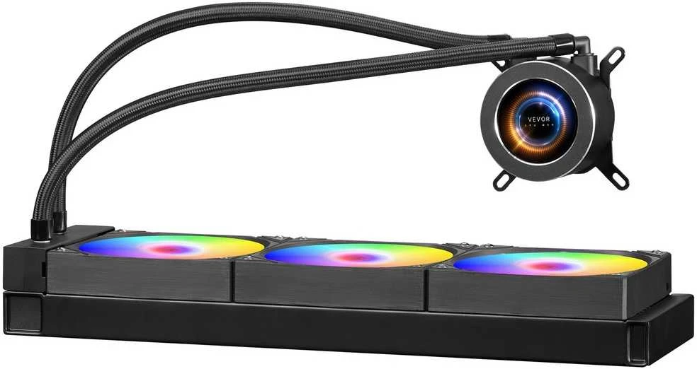 CPU skysčio aušintuvas, AIO vandens aušinimo sistema, ARGB CPU aušintuvas su ventiliatoriais, 120mm CPU aušintuvas, efektyvus CPU aušinimo sprendimas