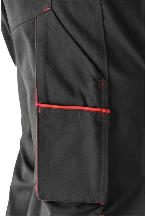 Yato Darbo kelnės Comfy, dydis L/XL, medvilninės darbo kelnės, juoda ir raudona darbo apranga