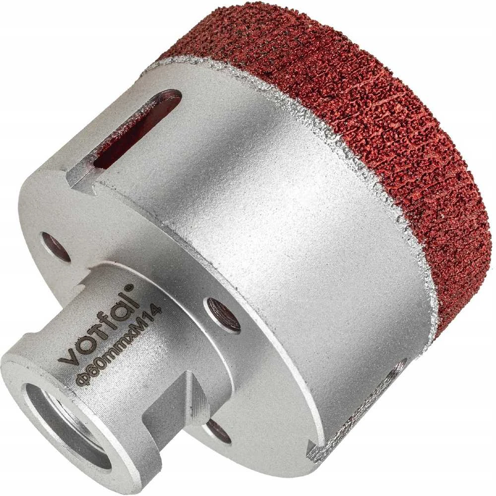 Deimantinis grąžtas 60 mm, plytelėms, porcelianui, keramikai, akmeniui, M14 tvirtinimas, sausas gręžimas, greito pjovimo grąžtas, deimantinis šerdinis grąžtas