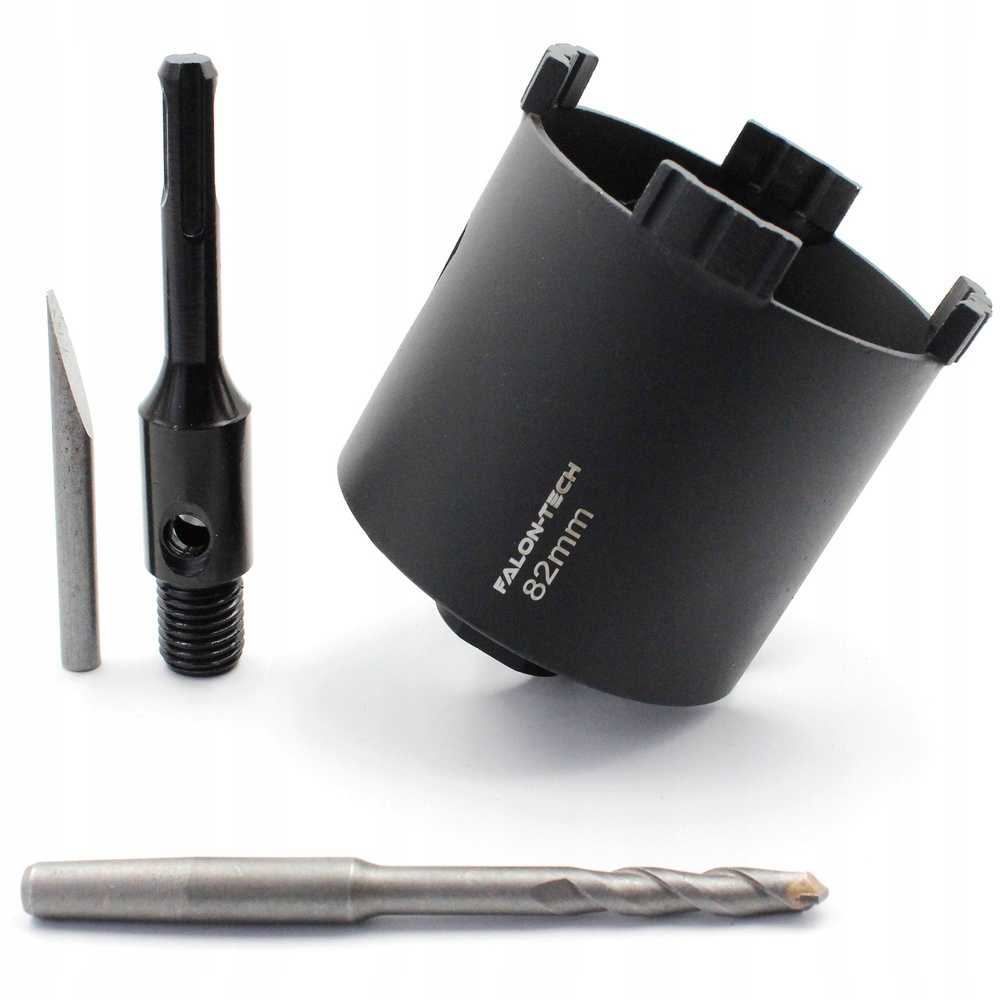 Deimantinis karūninis grąžtas 82mm, betonui, plytoms ir silikatui, 4 segmentų turbo, su SDS+ adapteriu, profesionalus montavimo grąžtas