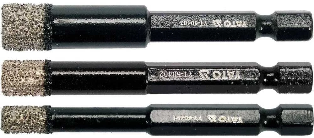 Grąžtas Toya Sa Poland Deimantinės karūnėlės | 6,3 mm (1/4") | 6 / 8 / 10 mm | 3 vnt. (YT-60409)
