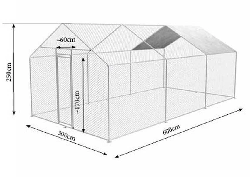 Dengtas gyvūnų aptvaras, didelis paukščių narvas, cinkuoto plieno gyvūnų aptvaras, 3x6x2.5m gyvūnų pastogė, lauko gyvūnų voljeras