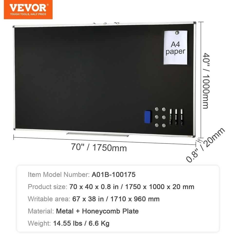 VEVOR Juoda lenta su aliuminio rėmu 175 x 100 cm