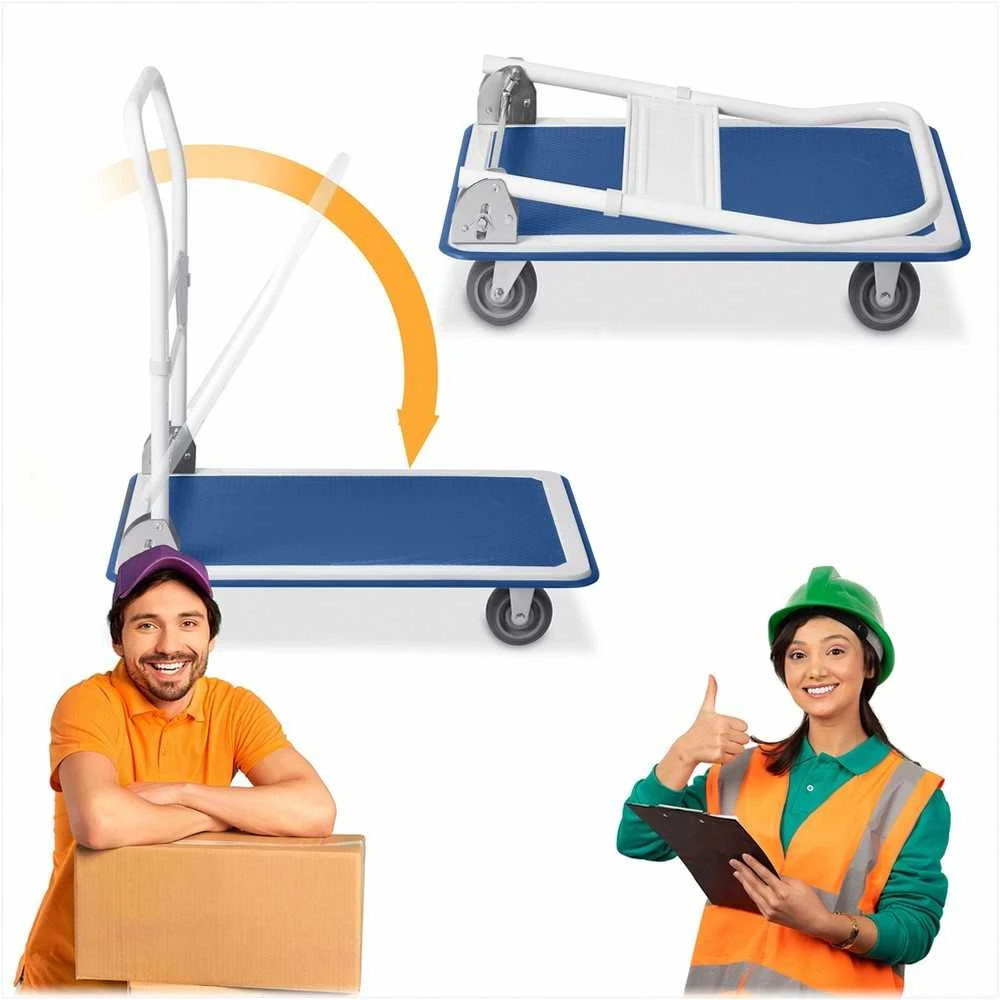 Humberg Didelės apkrovos rankinis vežimėlis, 300 kg talpa, sulankstomas platforminis vežimėlis, sandėlio transportavimo vežimėlis, pramoninis vežimėlis