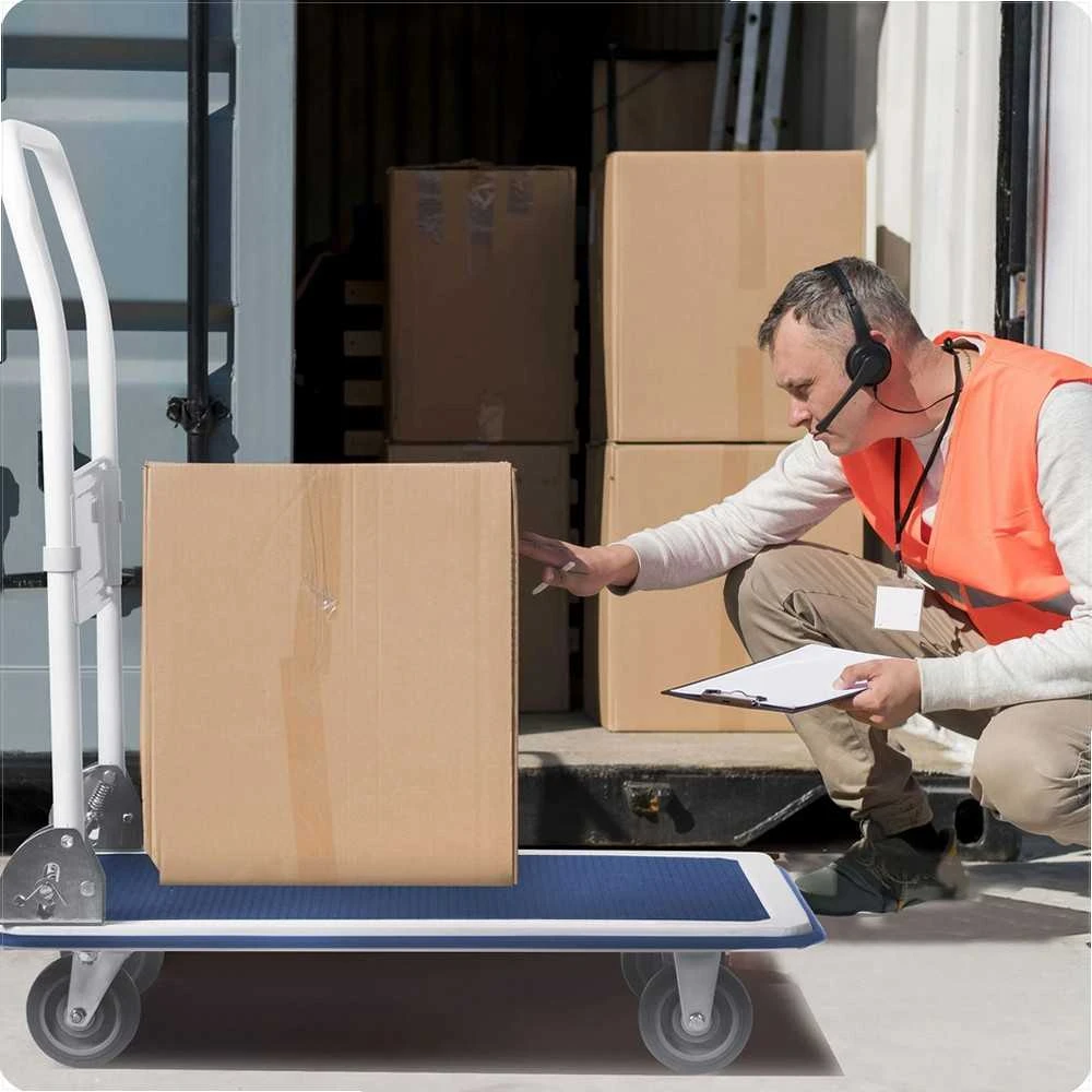 Humberg Didelės apkrovos rankinis vežimėlis, 300 kg talpa, sulankstomas platforminis vežimėlis, sandėlio transportavimo vežimėlis, pramoninis vežimėlis