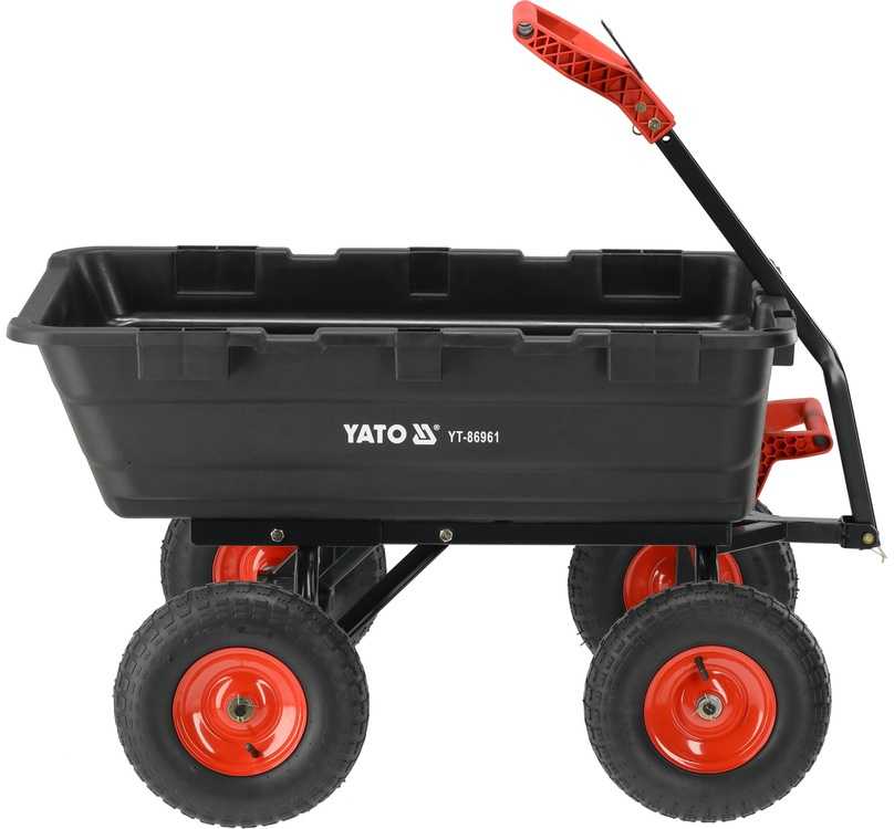 Didelės apkrovos sodo vežimėlis su išvertimo funkcija, XXL 550 kg talpa, pneumatiniai ratai, sodo priekaba dirvožemiui, smėliui, medienai
