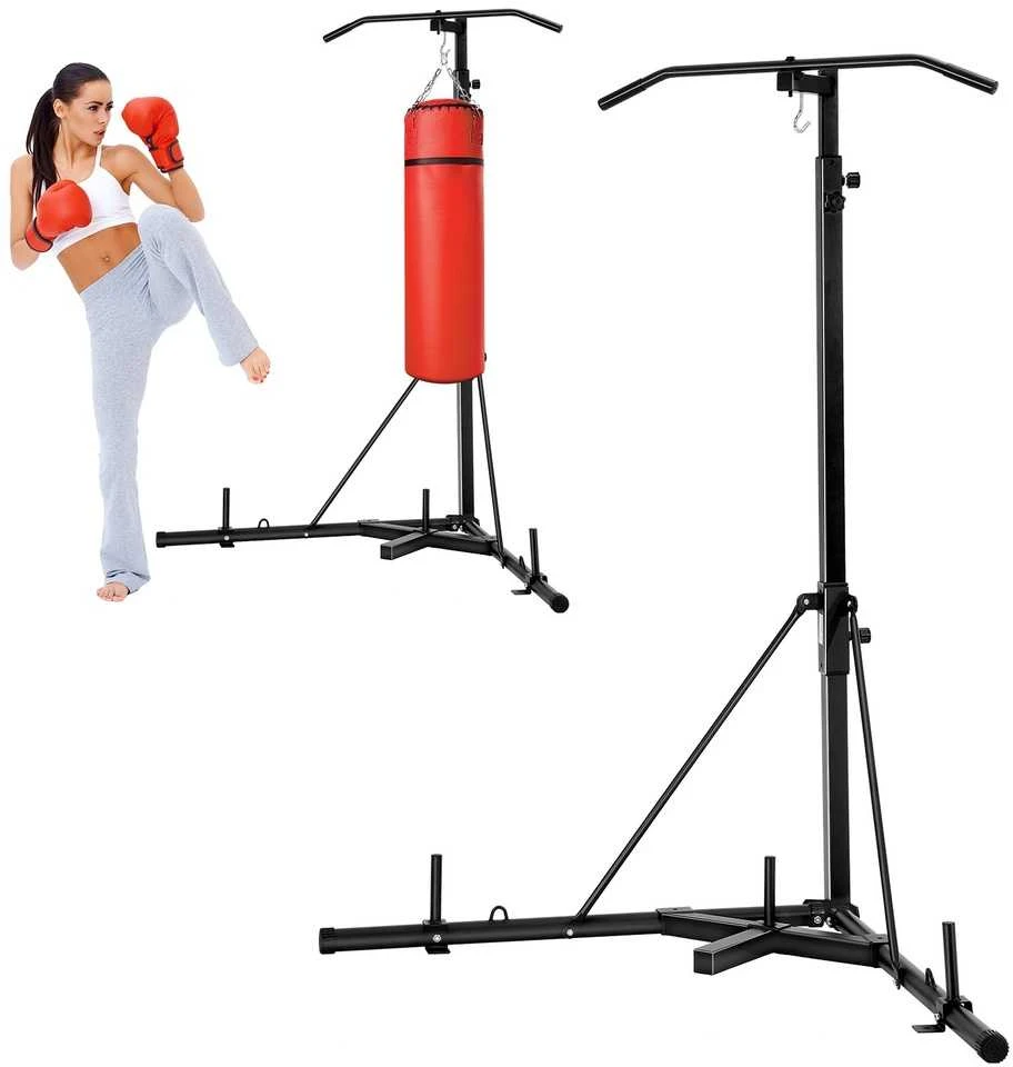 Didelio našumo bokso maišo rėmas, laisvai stovintis bokso stovas, 65 kg talpa, anglinio plieno fitneso įranga, namų sporto salės bokso maišo laikiklis, vidaus bokso treniruotės