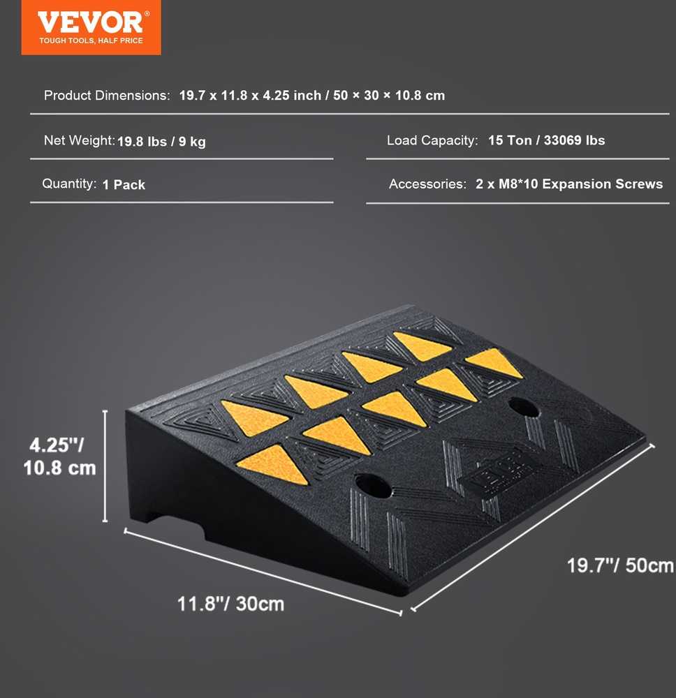 VEVOR Guminis šaligatvio nuolydžio rampa 10.8 cm aukščio