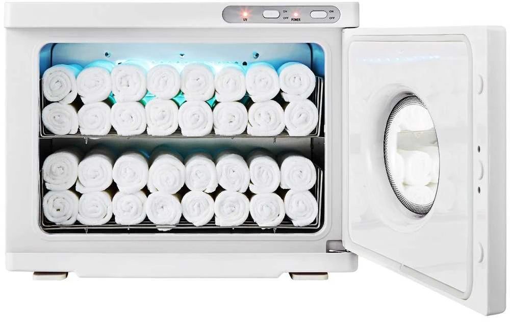 Didelis karštų rankšluosčių šildytuvas 23 l, nerūdijančio plieno, veido procedūroms, spa, salonui, namams, UV sterilizatorius