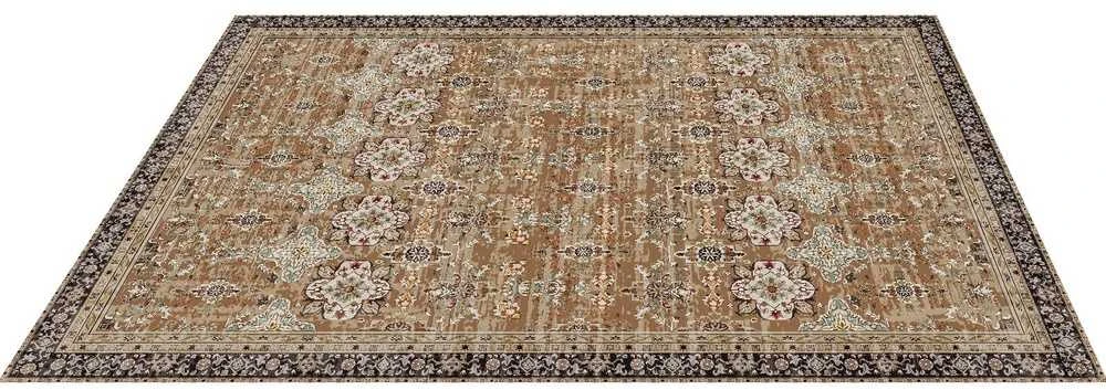 Didelis kilimas 2.44 x 3.05 m, vintažinio stiliaus, neslystantis, rudas žalias, grindų kilimėlis, interjero detalė