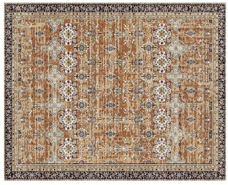 Didelis kilimas 2.44 x 3.05 m, vintažinio stiliaus, neslystantis, rudas žalias, grindų kilimėlis, interjero detalė