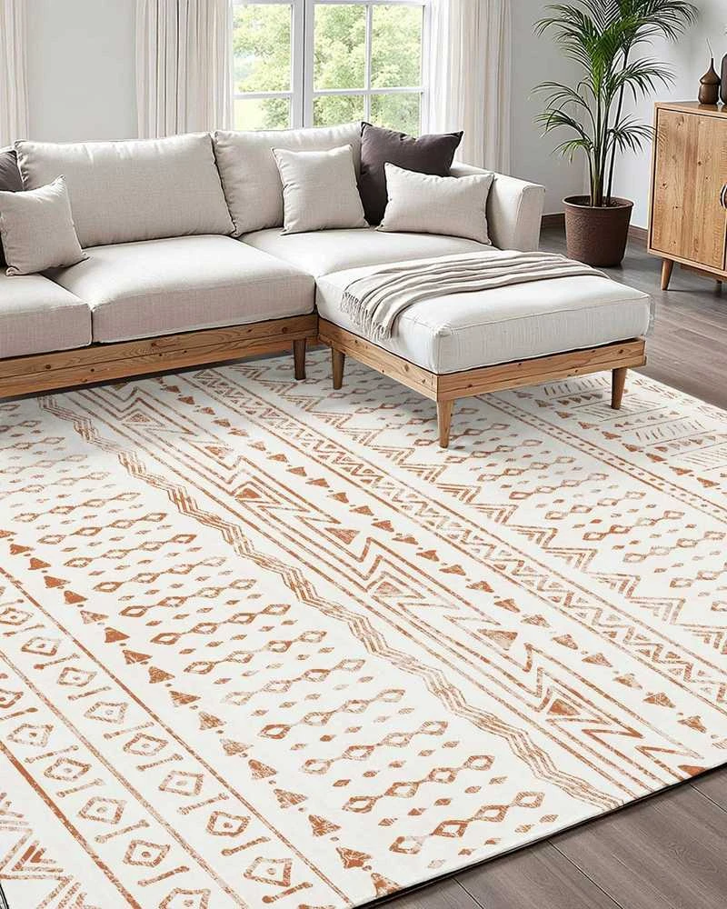 Didelis plaunamas kilimas, neslystantis svetainės kilimas, minkštas modernus miegamojo kilimas, smėlio spalvos kilimas 183x274 cm, tinkamas augintiniams ir vaikams