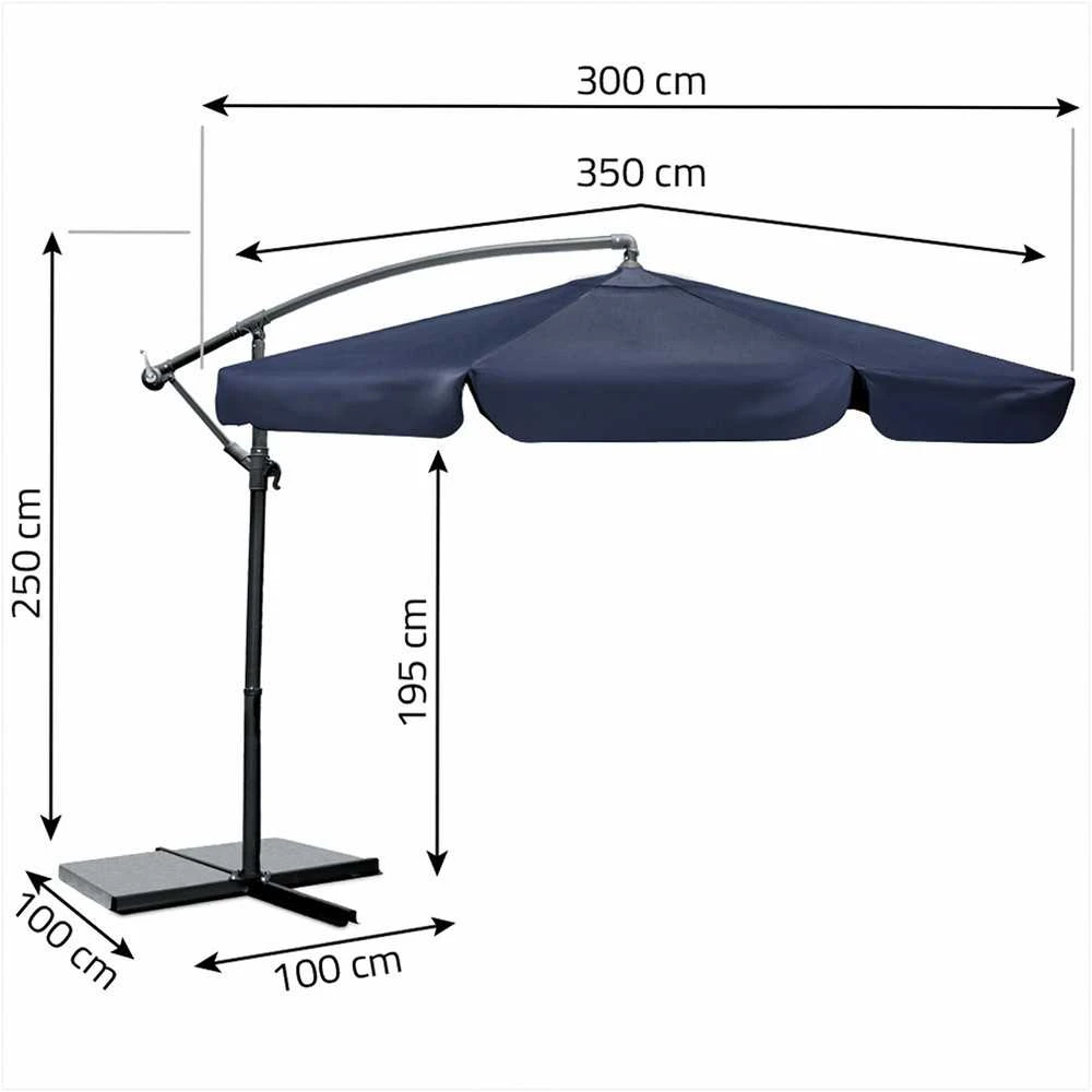 Didelis sodo skėtis, sulankstomas 8 segmentų, 350 cm su uždangalu, saulės skėtis terasai, paplūdimio skėtis