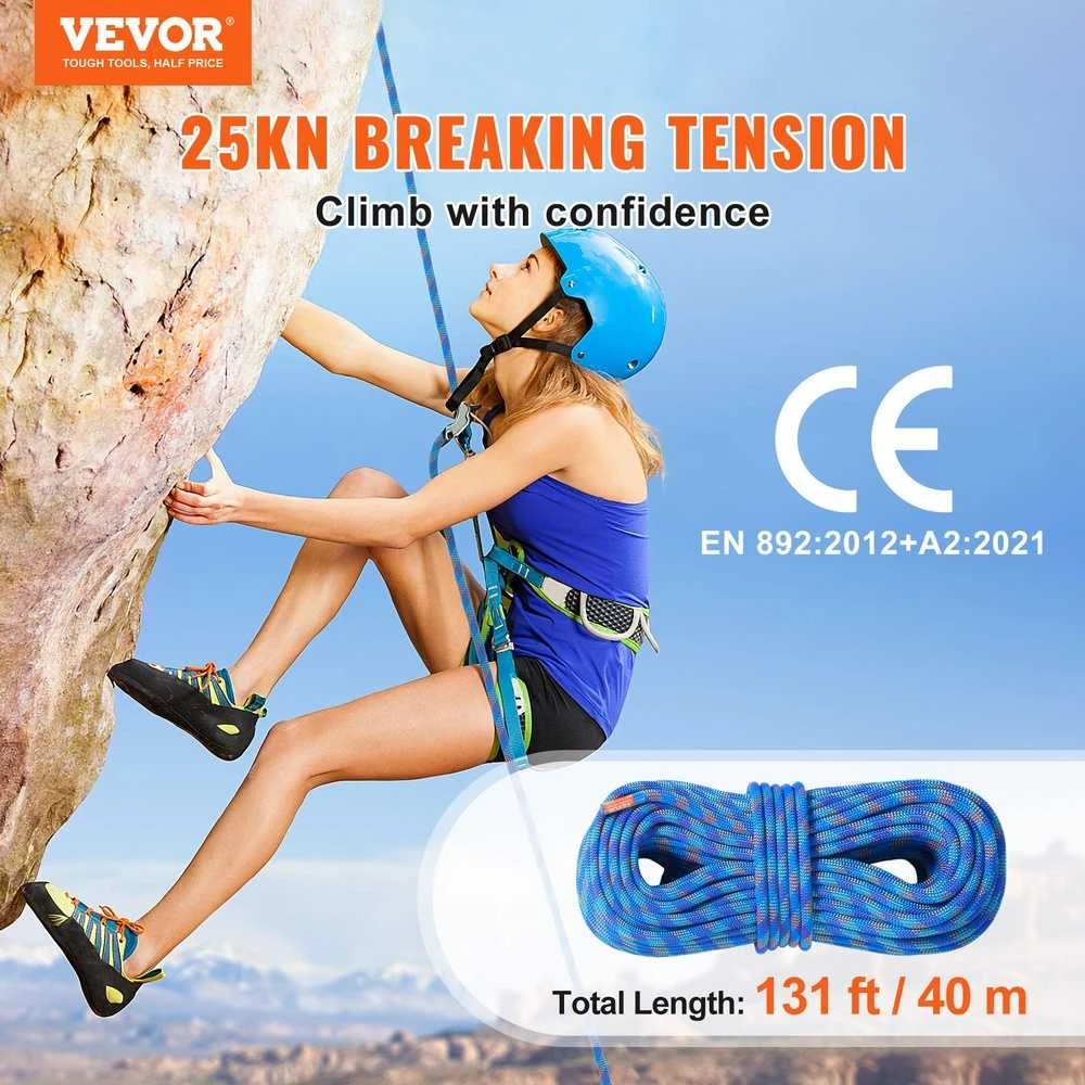 VEVOR 10,2 mm dinaminė alpinizmo virvė 40 m mėlyna