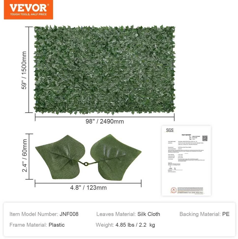 VEVOR Dirbtinė gebenės tvora su PE tinkleliu 1,5 x 2,5 m