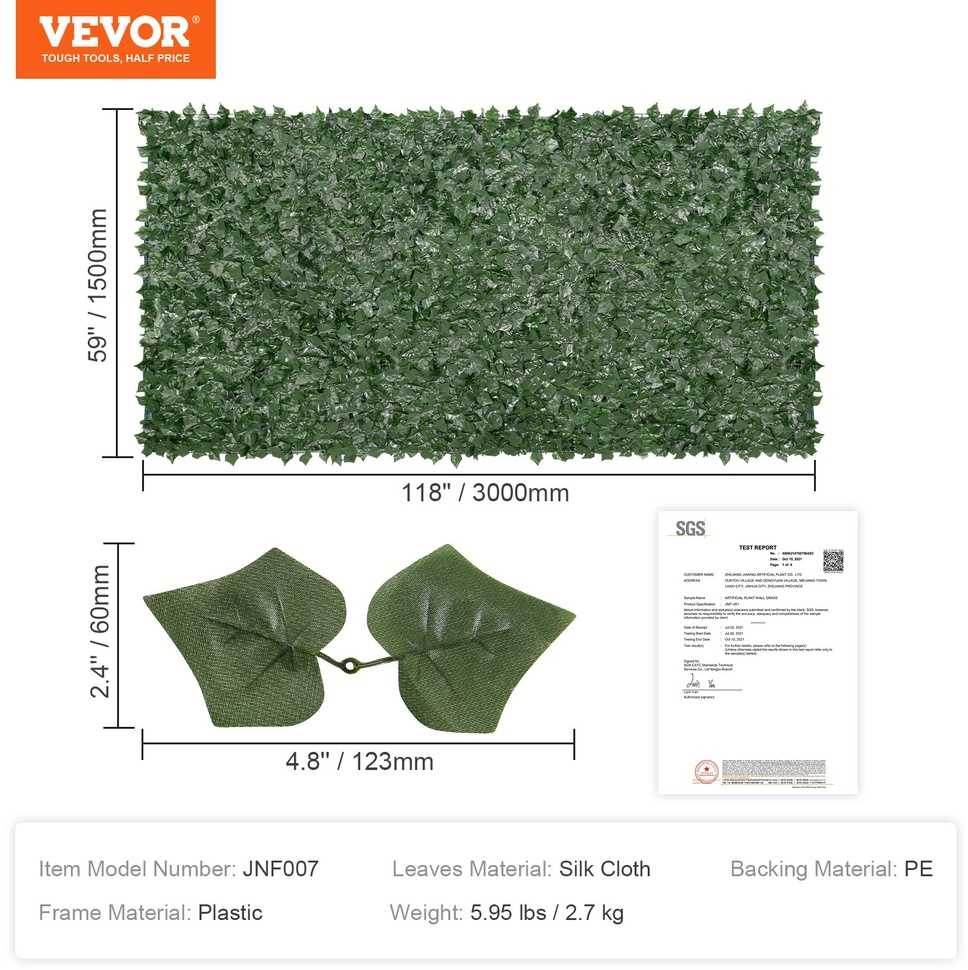 VEVOR Dirbtinė gebenių tvorėlė, 1,5 x 3m