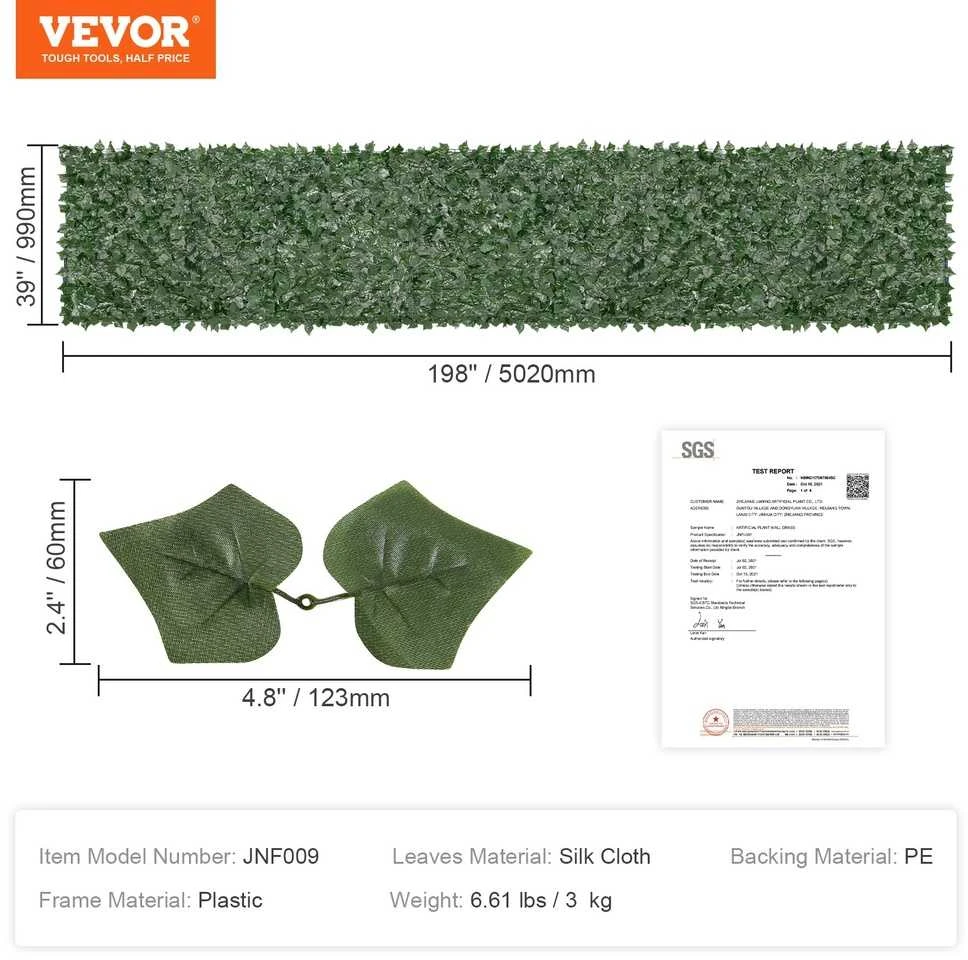 VEVOR Dirbtinė ažūrinė tvorelė 1 x 5m lauko erdvėms