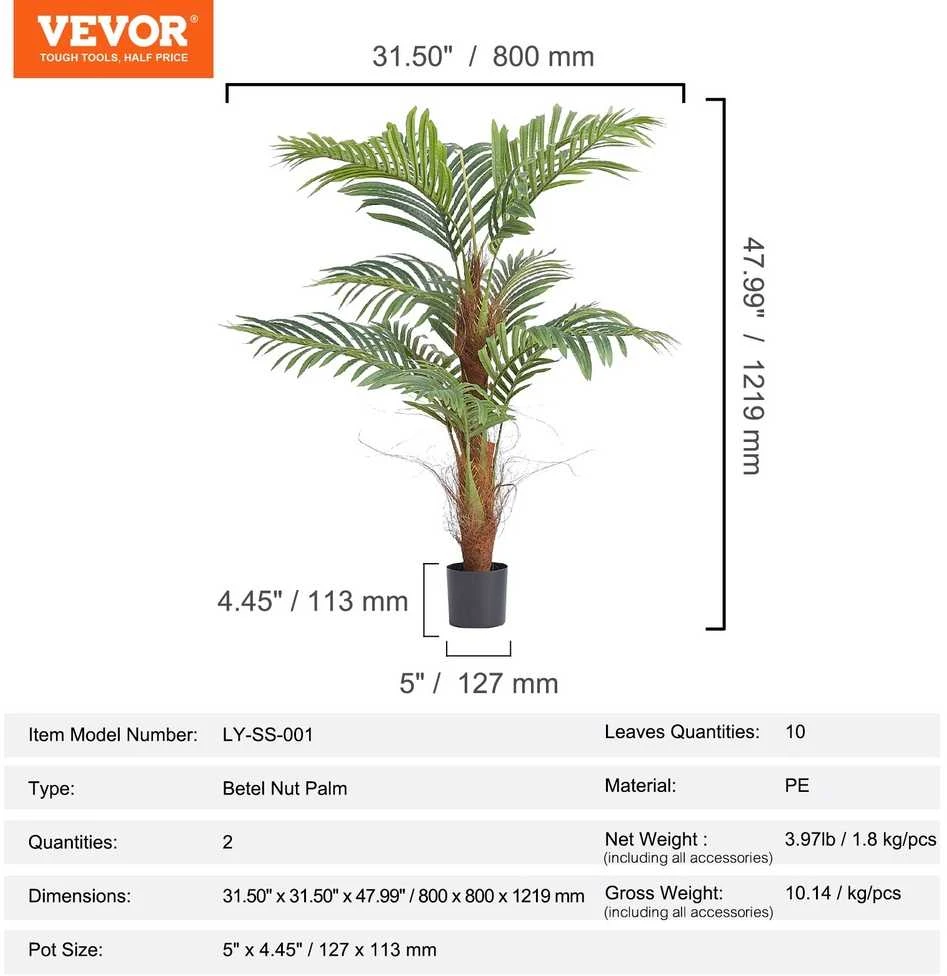 Dirbtinė palmė, 122 cm, su vazonu