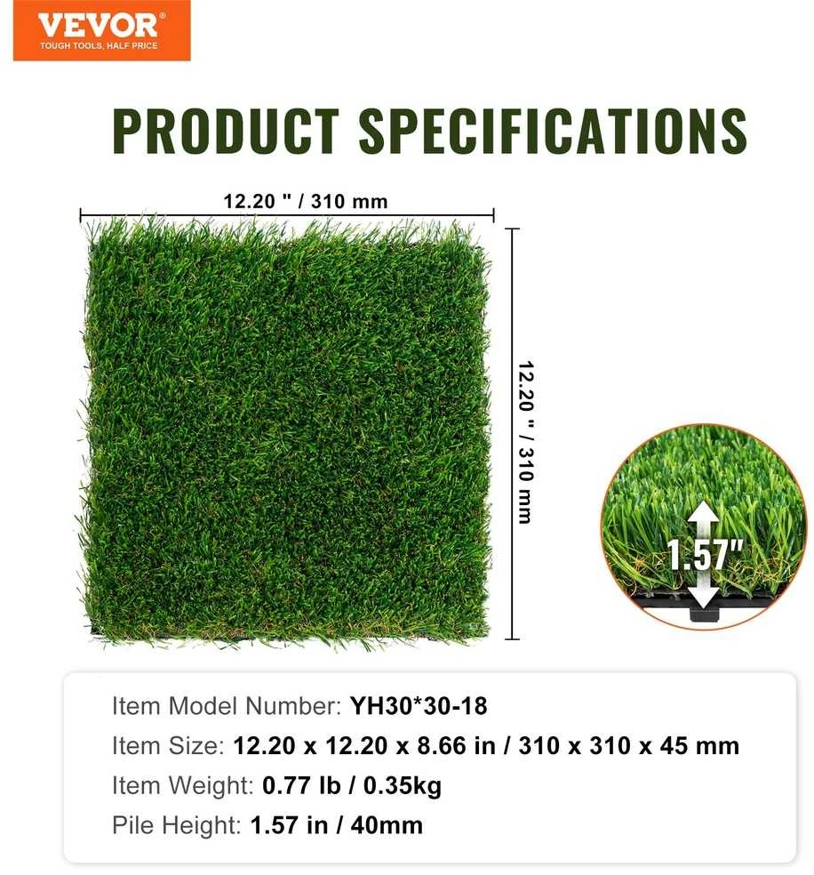 Dirbtinės žolės plytelės, sujungiama veja, savaime drenuojantis kilimėlis, 305x305mm sintetinės žolės plytelės, lauko sodo plytelės